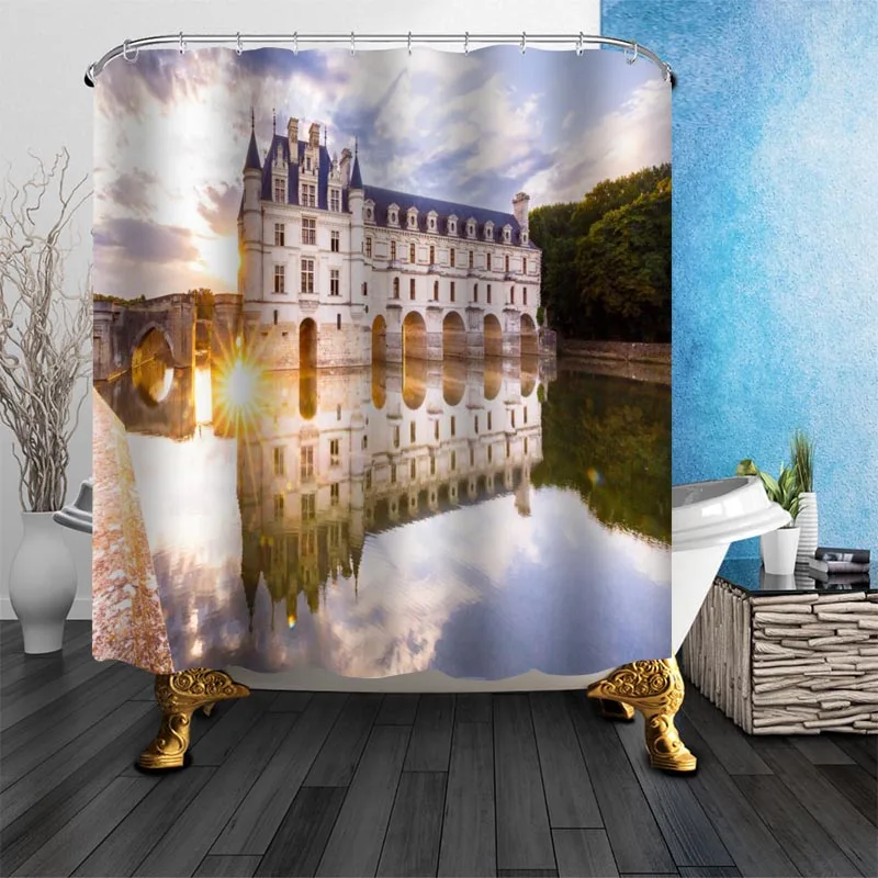 New Product Castle Forest Shower Curtain Polyester Fabric Screens Curtains For Bathroom 3D Waterproof Bath Curtain With Hooks