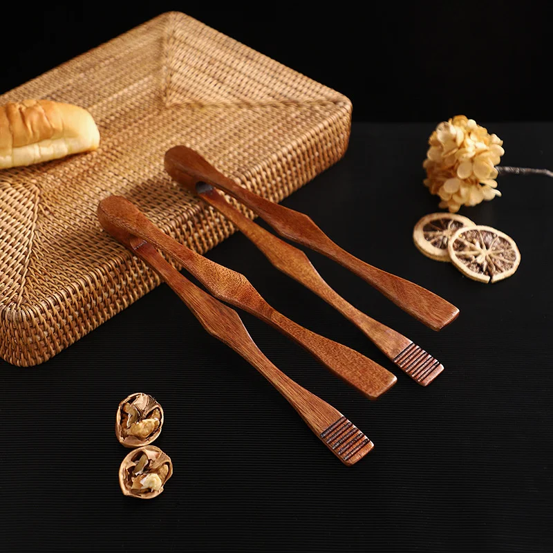 Wooden Bread Clip Japanese Style Non-slip Buffet Tongs Barbecue Clip Lengthened Multi-purpose Salad Food Clamp Kitchen Utensils