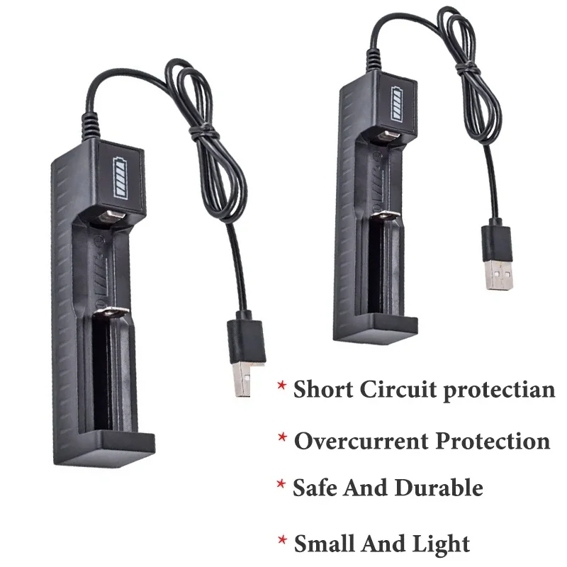 1 Slot Universal 18650 16340 21700 14500 Lithium Battery Charger USB Interface with Cable Smart Charger