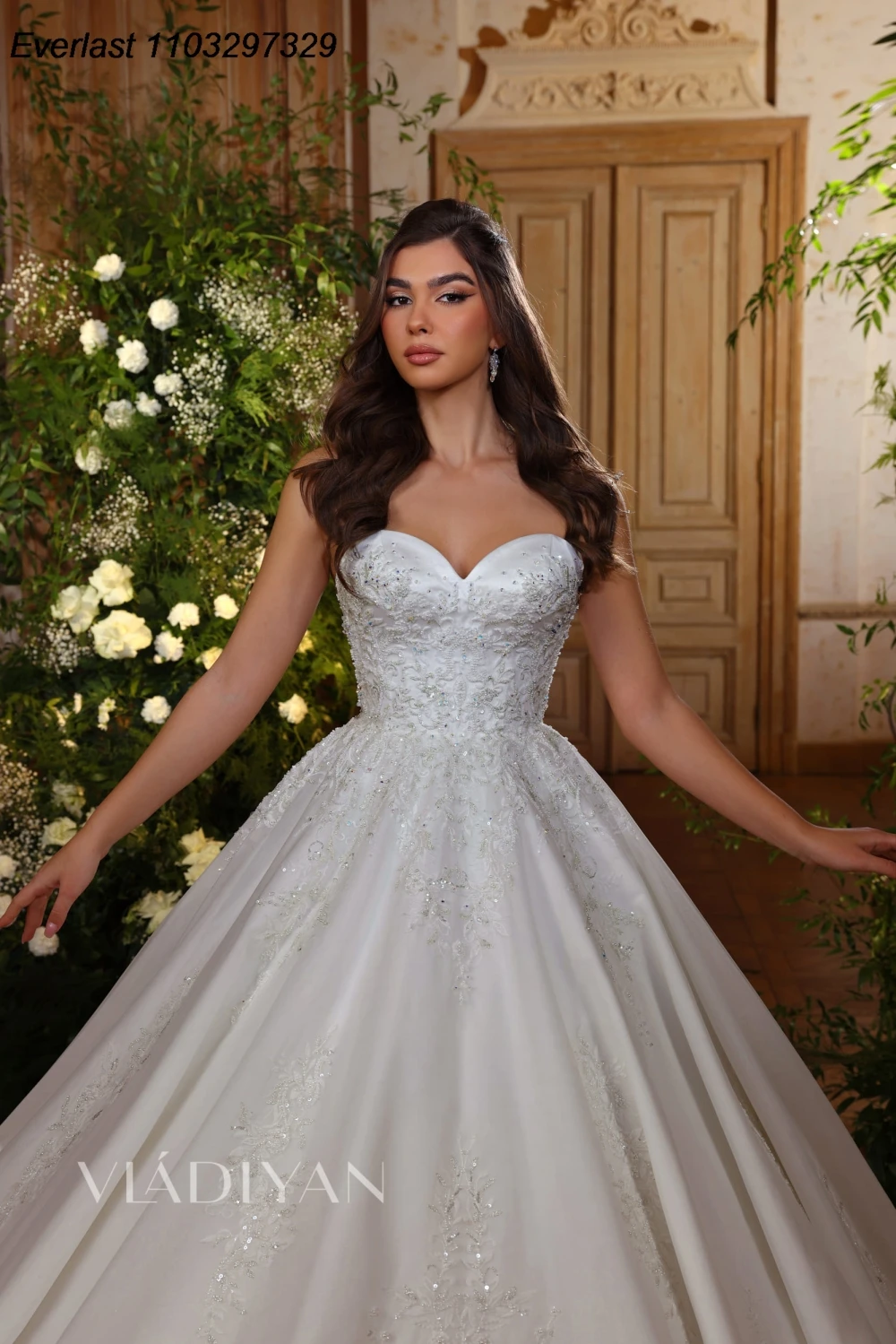 EVLAST-Robe de mariée florale A-Line personnalisée, paillettes, dentelle, appliques perlées, patients, T75021, 2025