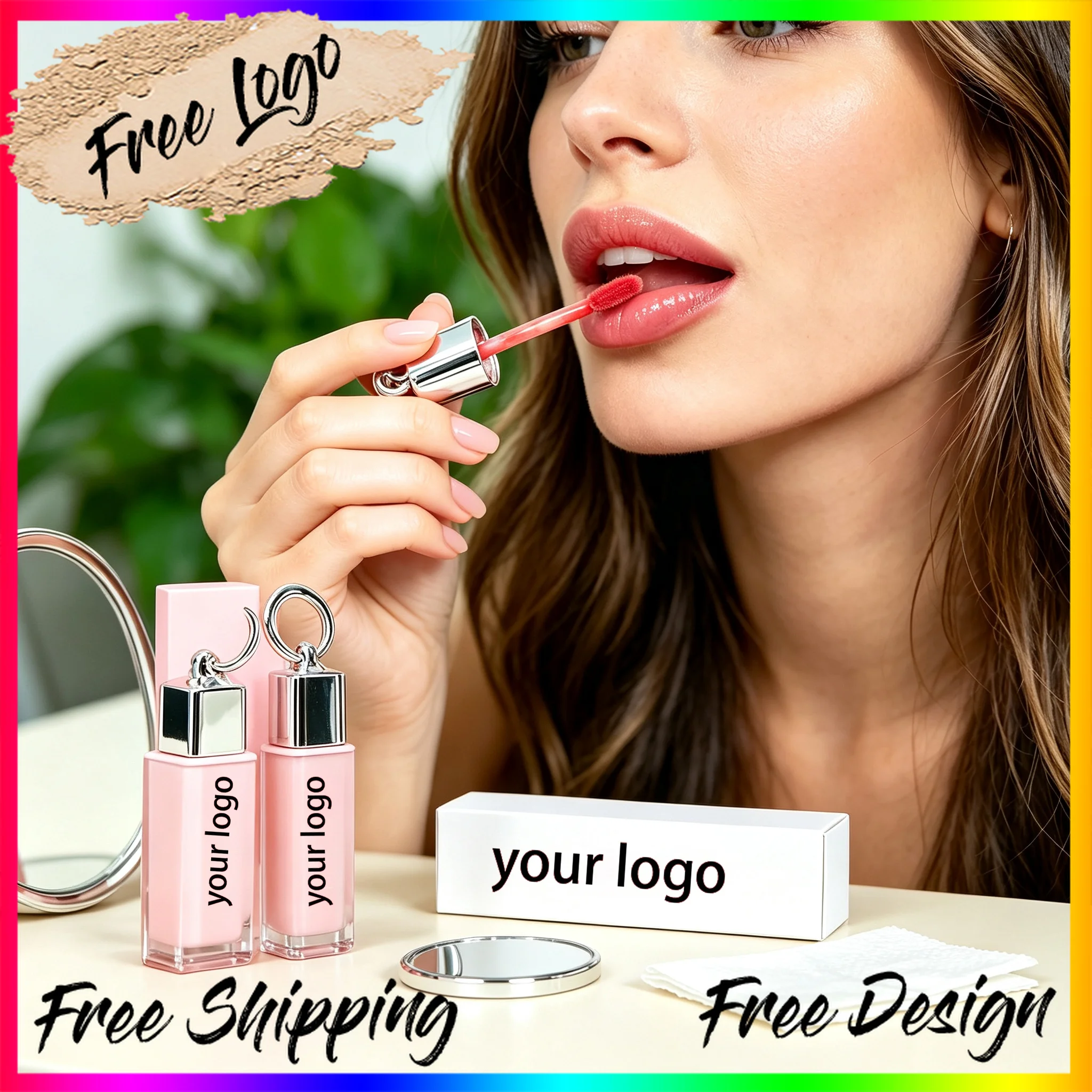 8ml Press Pump Lip Gloss Watery Shine Moisturizing Massage Lip Oil Private Label Custom Logo Vegan Makeup Wholesale