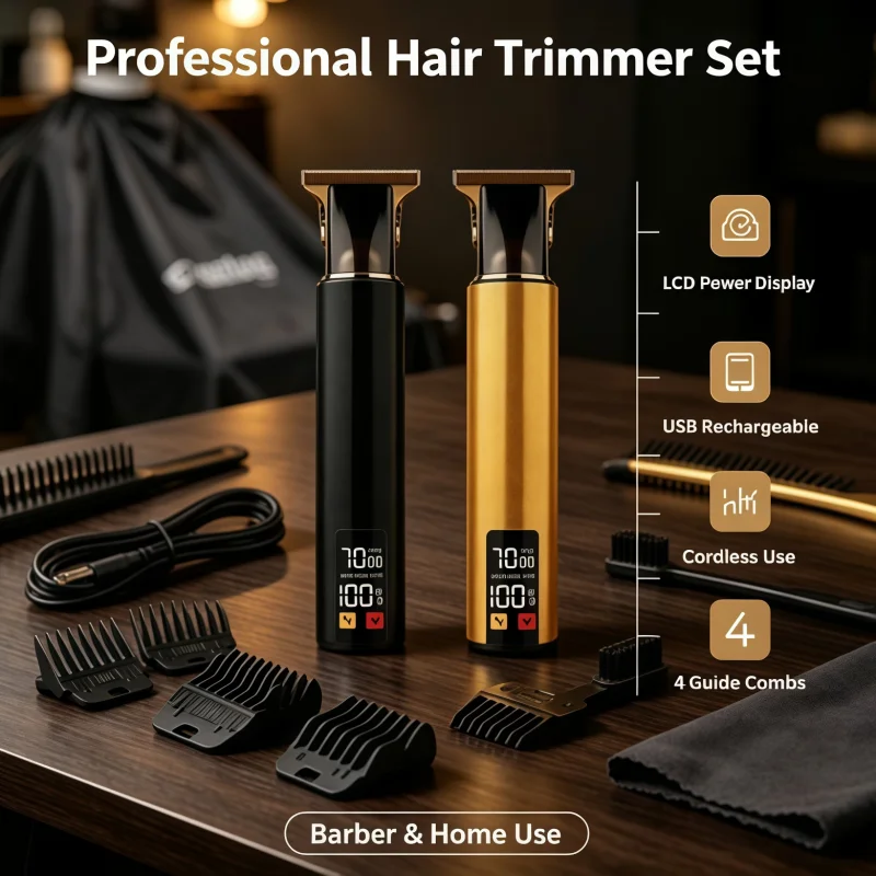 Hot Retro T9 Professional Hair Clipper/Accessories for Men USB Fast Charging Beard Body Hair Trimmer Precision Electric Shaver