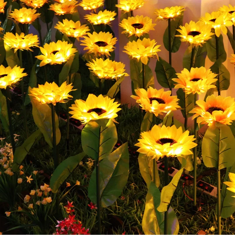 

Solar Sunflower Light Outdoor Waterproof LED Ground Insert Simulated Flower Lawn Lamp For Garden Courtyard Decoration