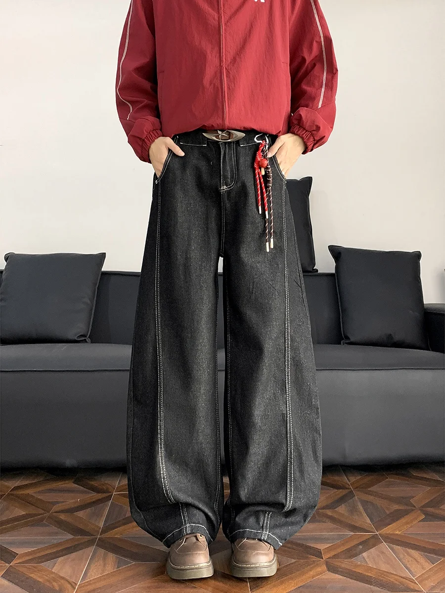 

Cleanfit Waed Men's Denim Jeans Fall Heavyweight Loose Wide Leg Knife American Retro Straight Leg Jeans
