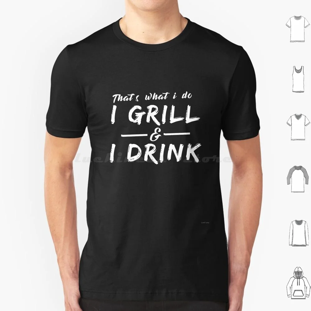 Camiseta divertida de verano para barbacoa, 100% de algodón, con frase I Grill, I Drink I Grill, I Drink Beer, talla grande