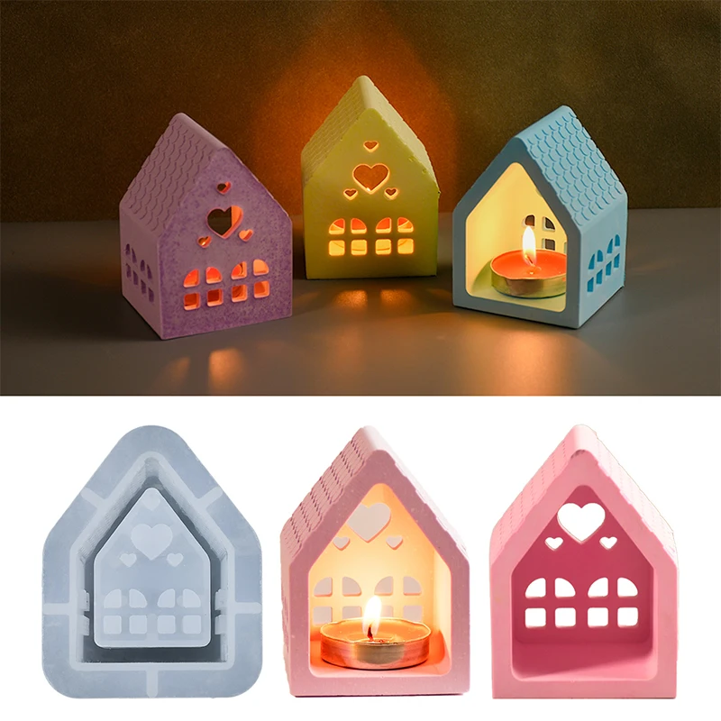 DIY House-Shaped Silicone Mold for Resin, Plaster, and Wax - Perfect for Candle Holders and Decorative Crafts