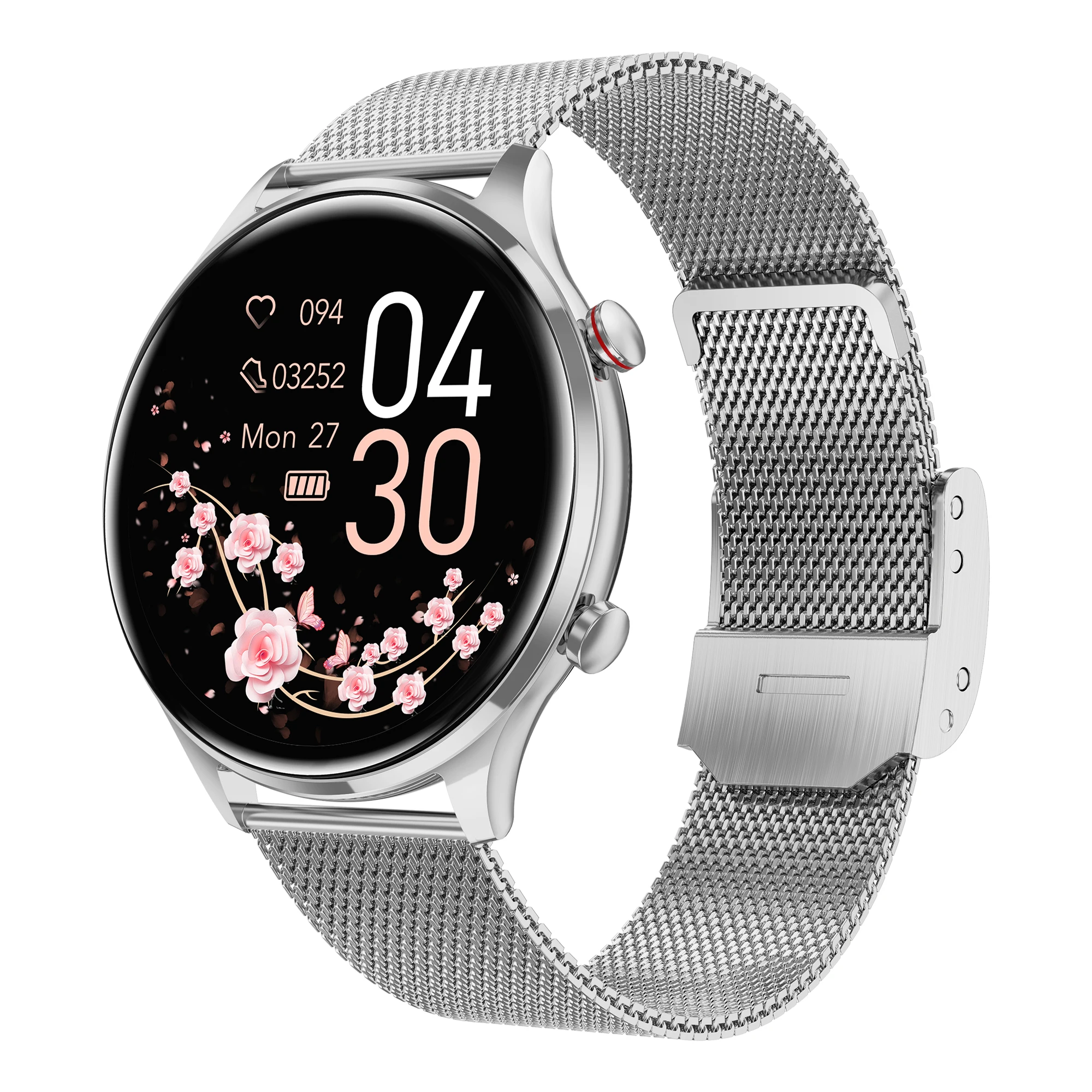 

Ladies Smart Watch Silver AK50 Bluetooth Call Smartwatch Luxury Wrist Watches Digital Wristwatch Fitness Health Monitoring