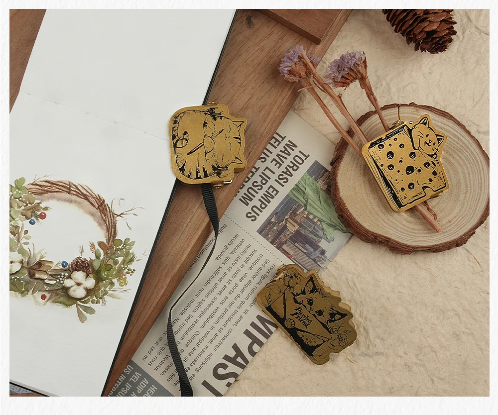 Cat Brass Paper Clips Journal Notebook Decoration Cute Shot Props DIY Planner Stationary Reciepts Binder Clips