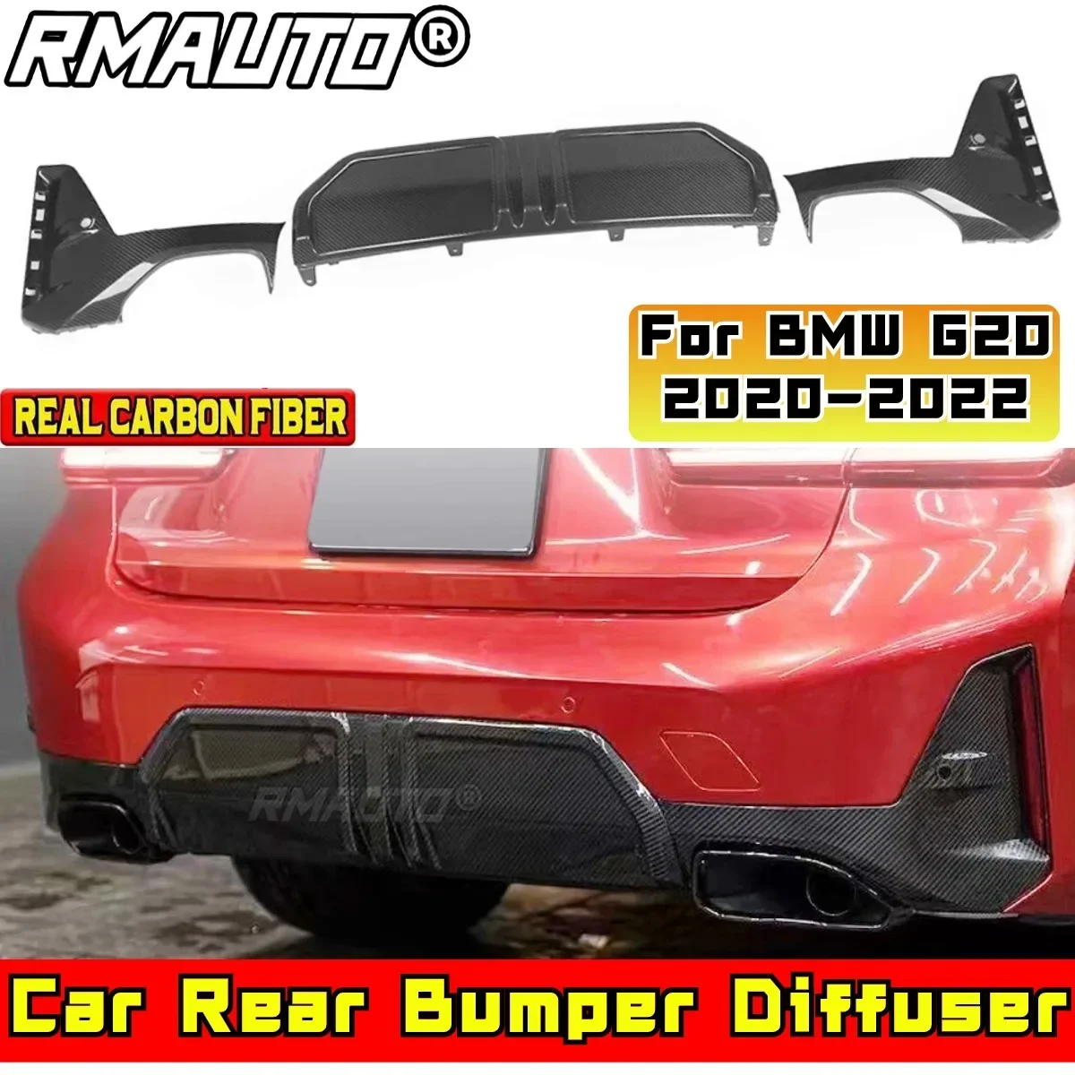 For BMW G20 2020-2022 Car Accessories BMW G20 Rear Bumper Splitter Real Carbon Fiber MP Style Spoiler Diffuser Guard Body Kit