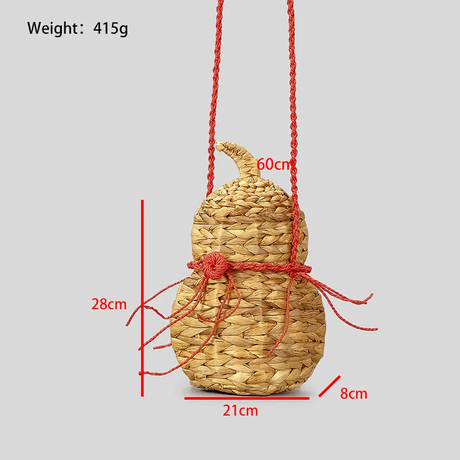 Забавные соломенные сумки через плечо в форме тыквы для женщин, тканые сумки ручной работы, летние пляжные маленькие кошельки, модель 2023