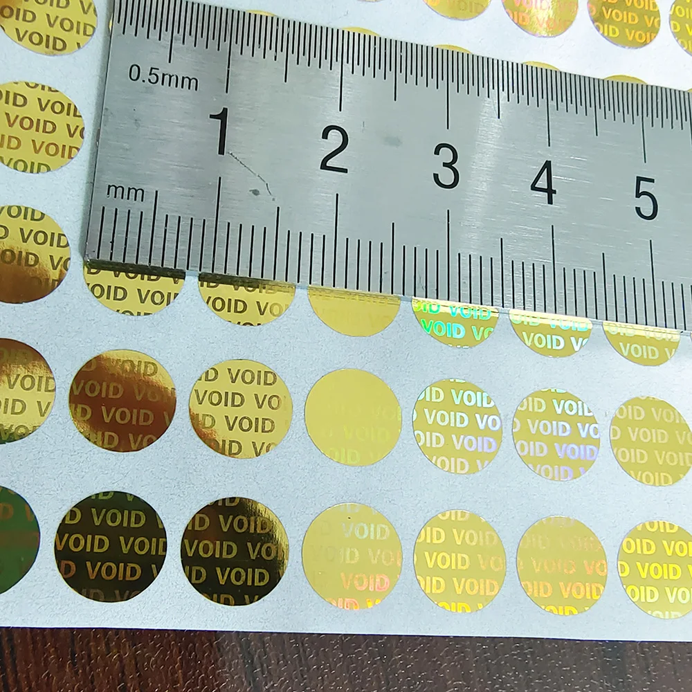 Imagem -04 - Gold Void Security Seal Stamp Anti-forging Safety Stamp Tamper Evident Label Garantia Adesivo Prova de Remoção Holograma Void mm 10000 Pcs