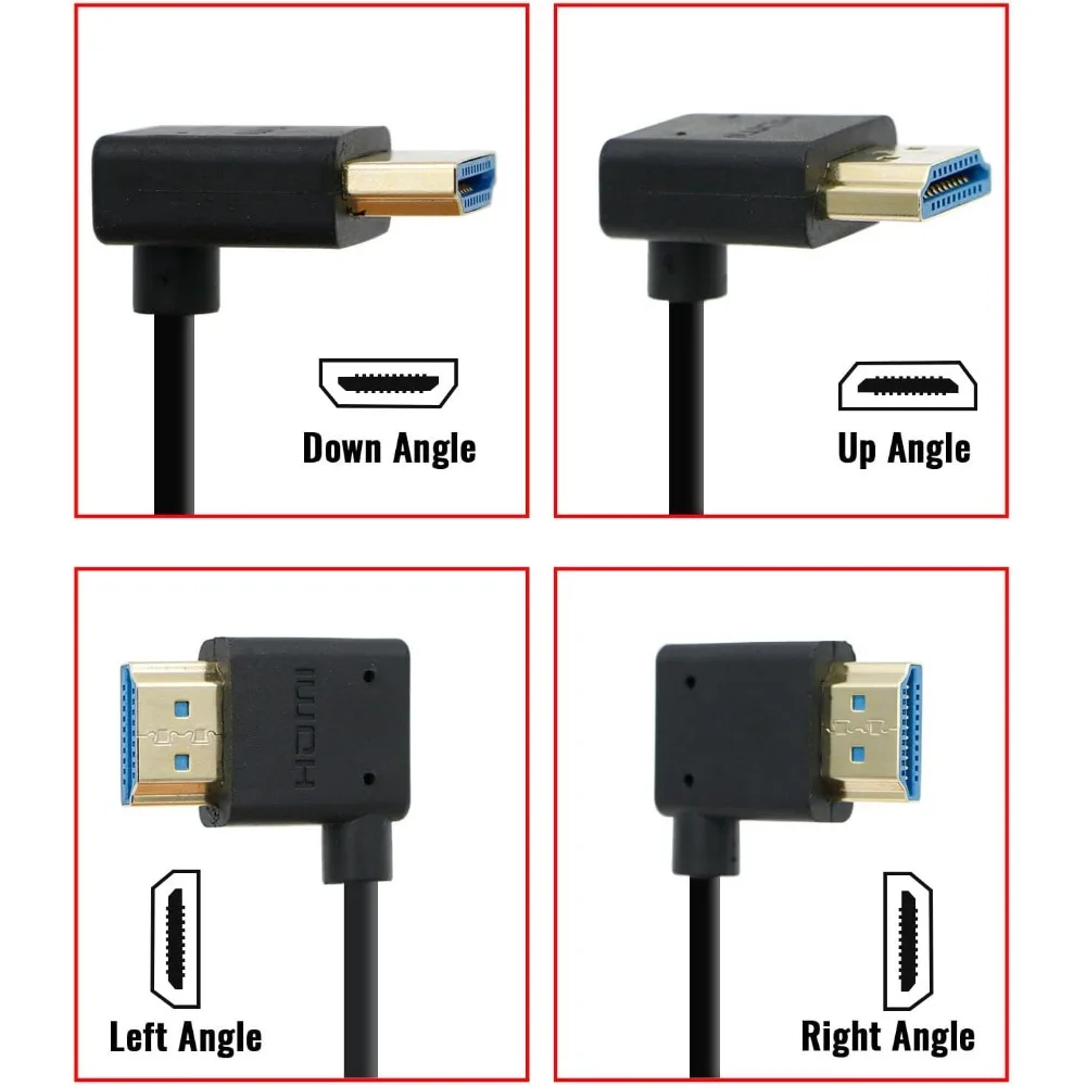 

Alvin's Cables Ultra HD 8K HDMI 2.1 Cable Straight HDMI to Right Angle HDMI High Speed for Atomos Cameras 19.7inches|50CM