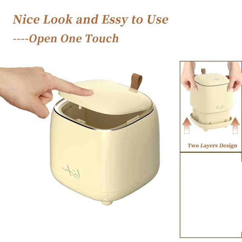 Can Countertop Trash Can , Waste Can with Type Lid, 0.5 Gallon/1.5 Liter Wastebasket Trash Can Dispenser,Creamy Yellow