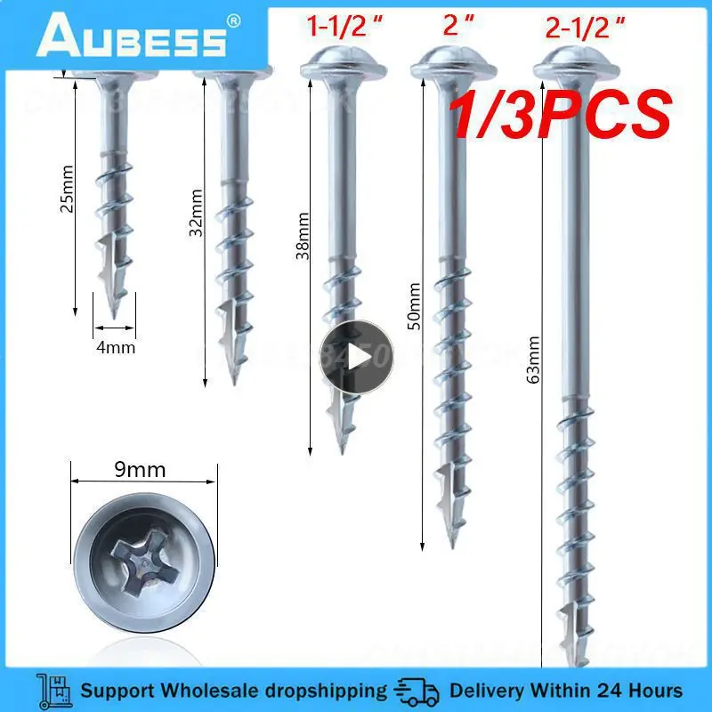 

1/3PCS Pocket Hole Screws 25-63mm Coated Cross Self Tapping Screw ST4 Drive Screw for Pocket Hole Jig System