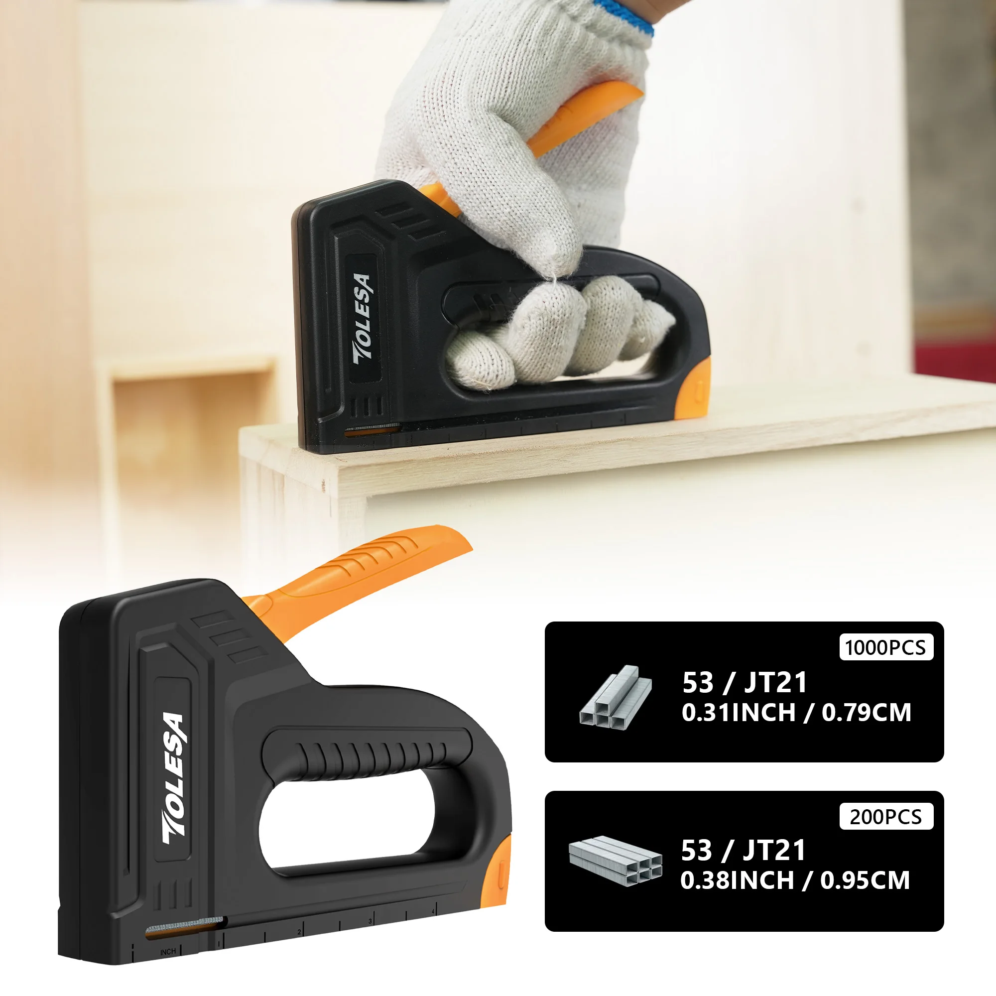 TOLESA Light Duty Staple Gun for Woodworking Manual Staple Gun with 1200PCS Staples Fabric Stapler Gun for Crafts DIY Decoration