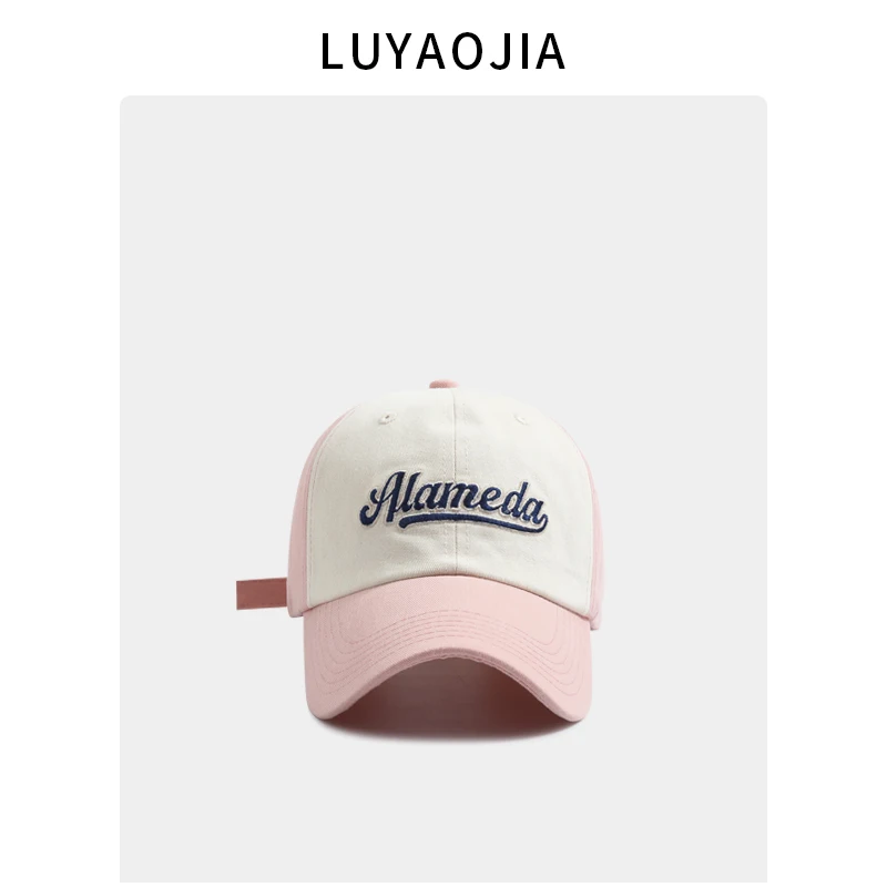 

Brand Color Matching Baseball Cap Female Korean Letter All-Matching Embroidered Casual Spring and Summer Sun-Proof Peaked Cap