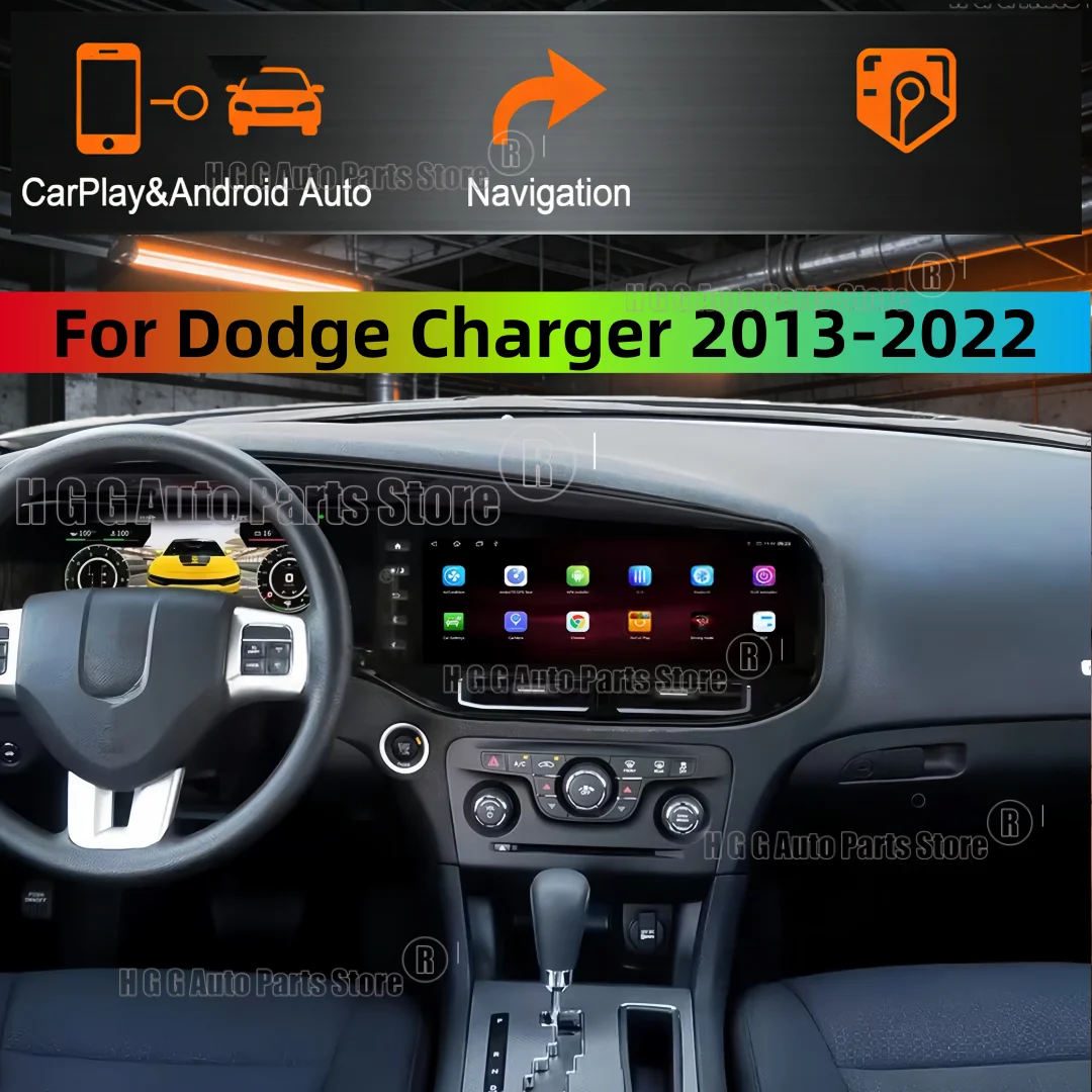 

12,3-дюймовый Android 13 для Dodge Charger 2013-2022 QLED-экран Автомобильный радиоприемник CarPlay Мультимедийный плеер GPS-навигация Стерео головное устройство