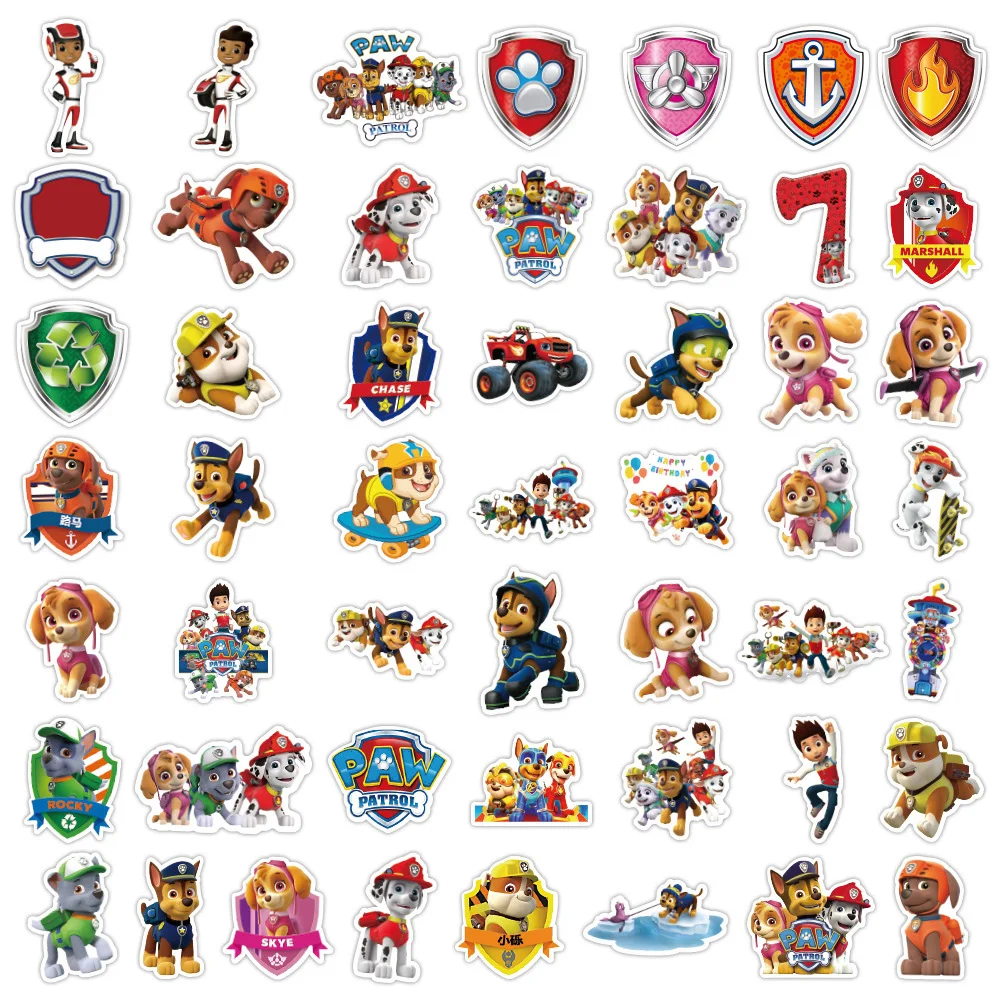 10/30/50PCS Cartoon PAW Patrol Stickers per bambini Ryder Marshall decalcomanie fai da te Laptop Phone Skateboard adesivo impermeabile giocattoli