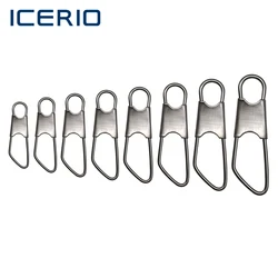 ICERIO-Aço inoxidável Pesca Barril Swivel Lure Clip, Conector do Gancho, Snap Pin Segurança, Barril Acessórios, 50Pcs