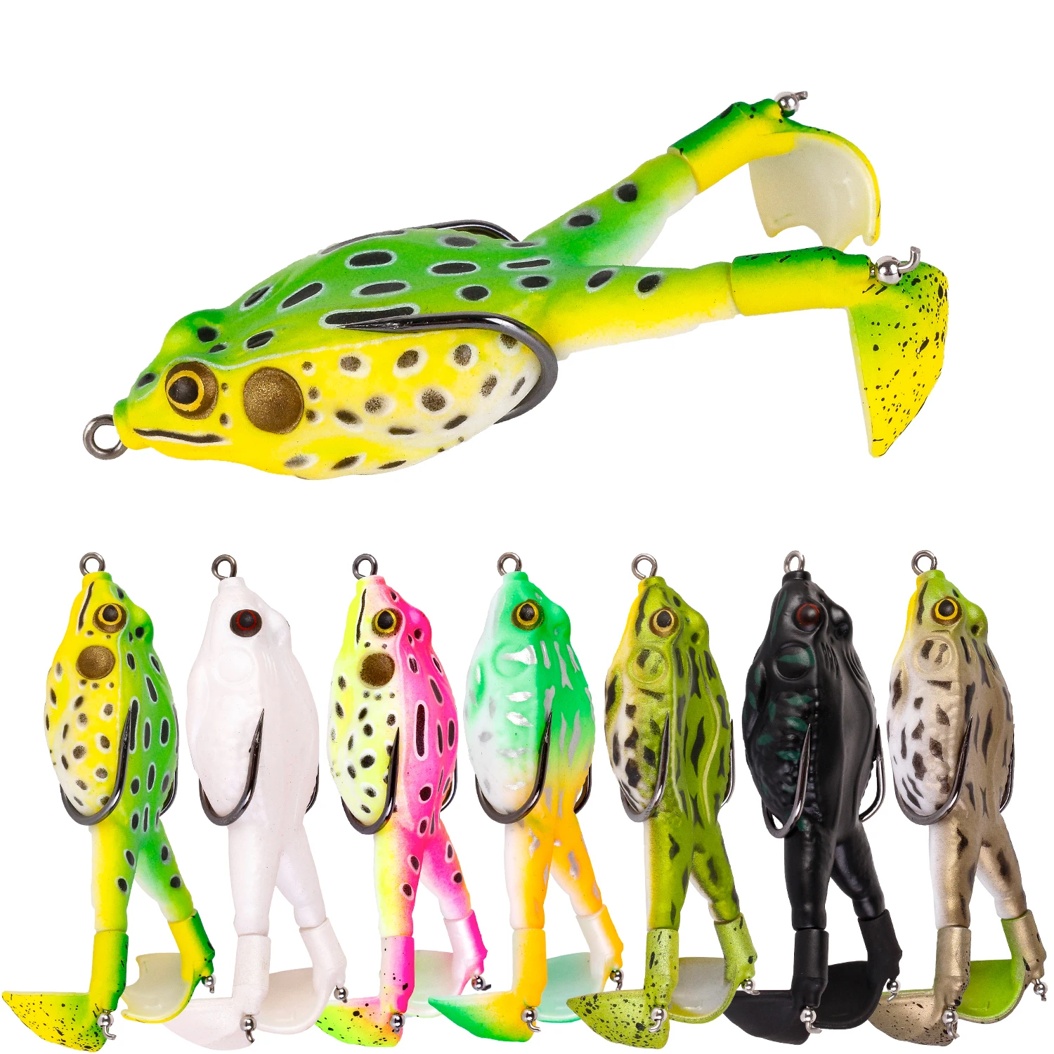 Bisogoon Frog Type Topwater Fishing Lure Silicone Thunder 9CM 13.6G Double Propeller Soft Bait Artificial Wobbler Bait