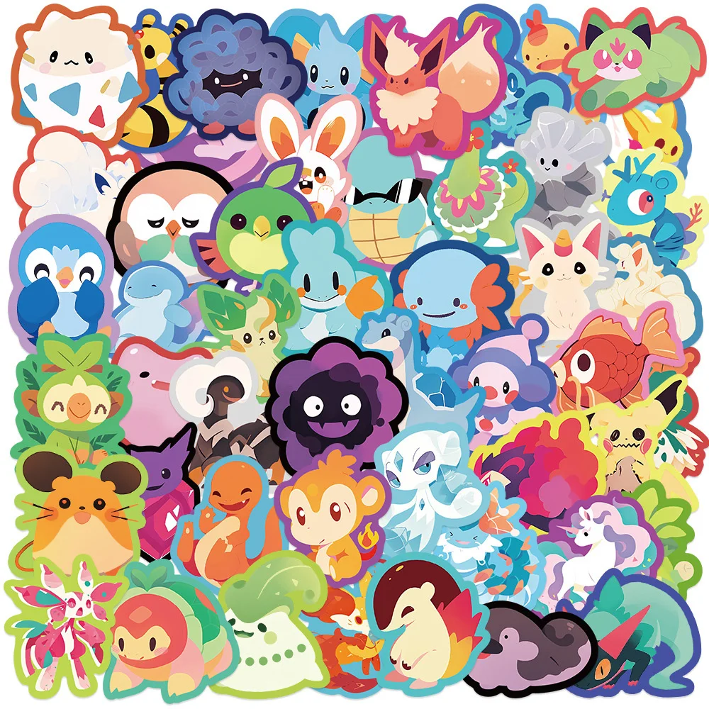 

10/30/50psc Kawaii Anime Pokemon Stickers Cartoon Decals DIY Laptop Fridge Phone Notebook Decoration Sticker Kids Classics Toys