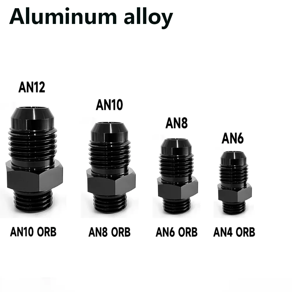 Car Oil Cooling Modification AN4 AN20 ORB Black Aluminum Alloy Oil Cooling Adapter Threaded Oil Pipe Joint