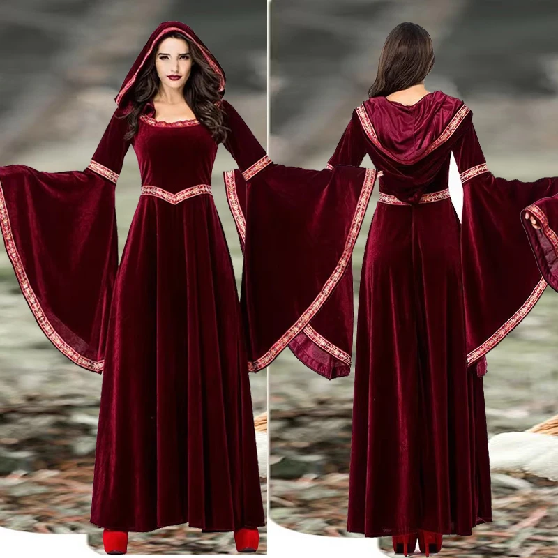 

Retro medieval court dress, parental costume, red robe, wizard, Renaissance Halloween cosplay costume