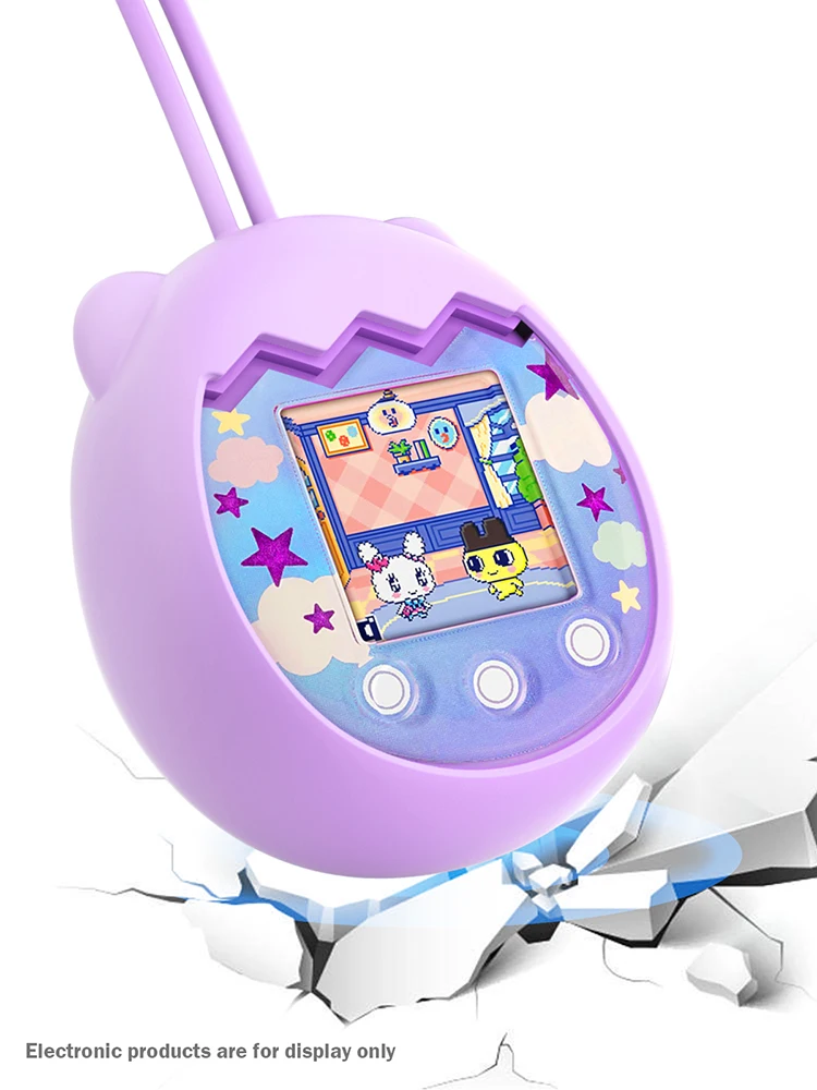 실리콘 종합 보호 케이스 만화 동물 모양의 E-애완 동물 기계 보호기 Tamagotchi Pix 용 끈으로 방수