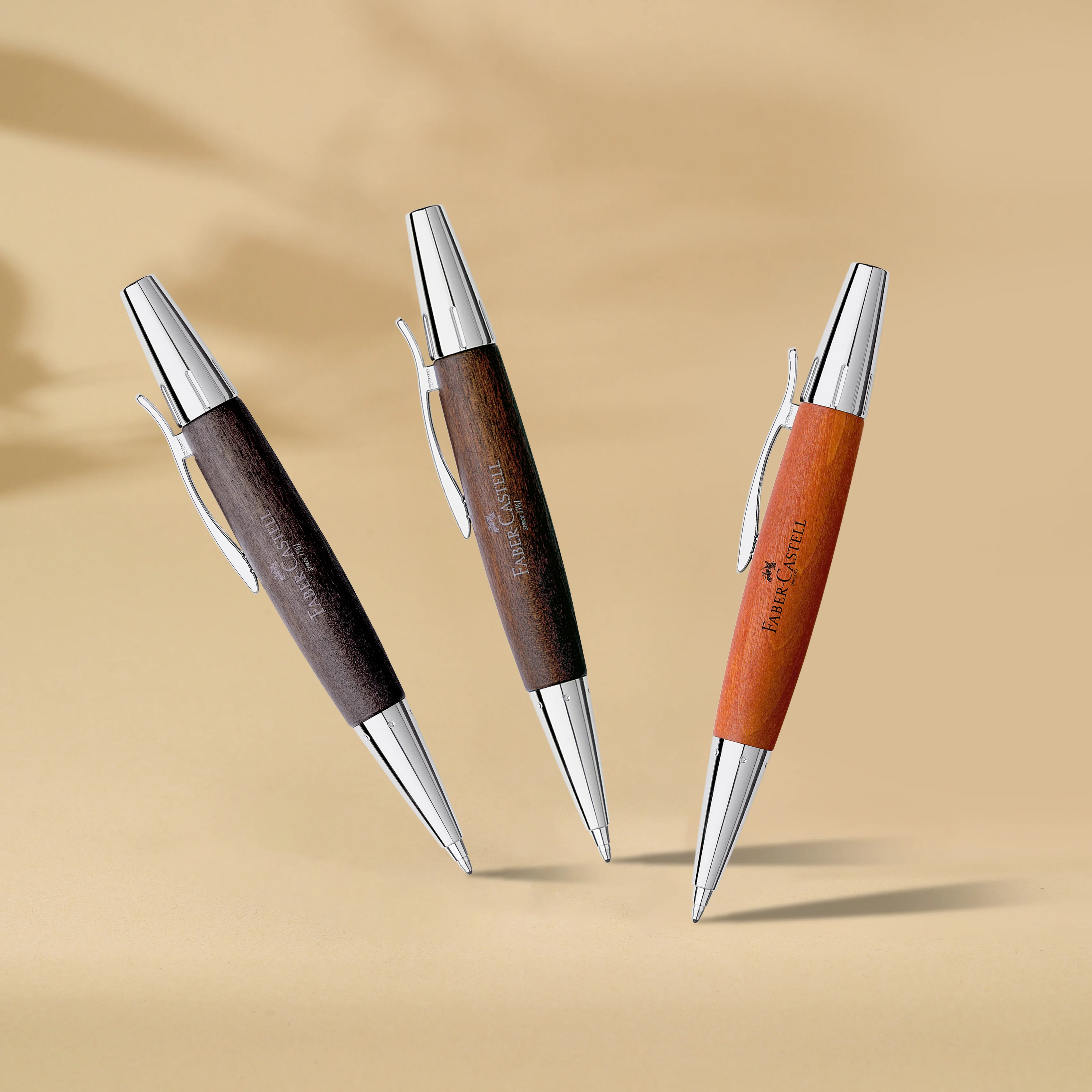

Faber-Castell E-Motion Pearwood Chrome Ballpoint Pen 0.7mm Black/Brown Wood Premium Business Signature Pen Gift Choice