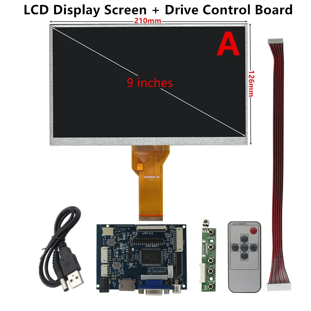 9 Inch AT090TN12 High Brightness LCD Display Screen Universal DIY Driver Control Board Raspberry Pi PC Portable Monitor