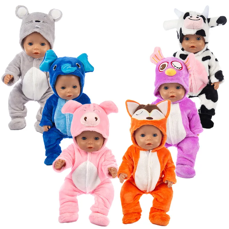 2023 New Animal Jumpsuits+Shoes Fit For 43cm Born Baby Doll 17inch Doll Clothes Baby Birthday Festival Gift