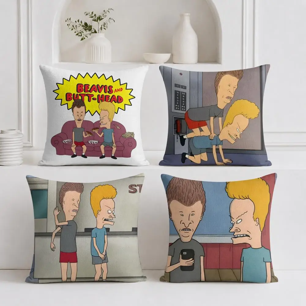 Funny B-Beavis And BUTT-HEAD Cushion Cover Organic Linen Square Pillow Case Durable Non-Allergenic And Kind To Skin
