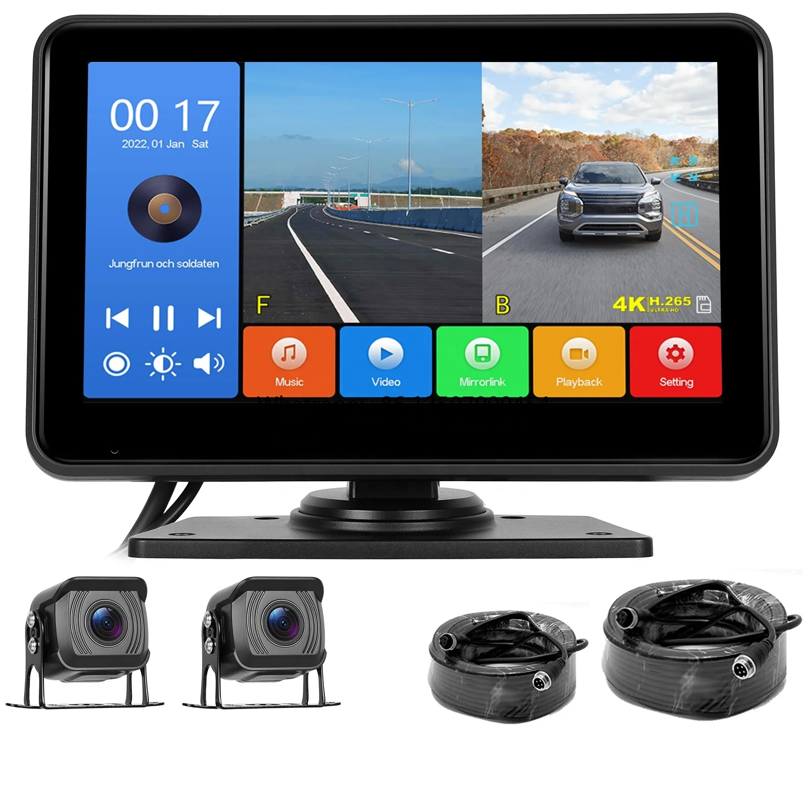

7" Touch Screen DVR Monitor Split 2 Screen AHD 1080P USB MP3 MP5 Player Loop Recording Parking Monitoring 12-36v for Rv Caravan