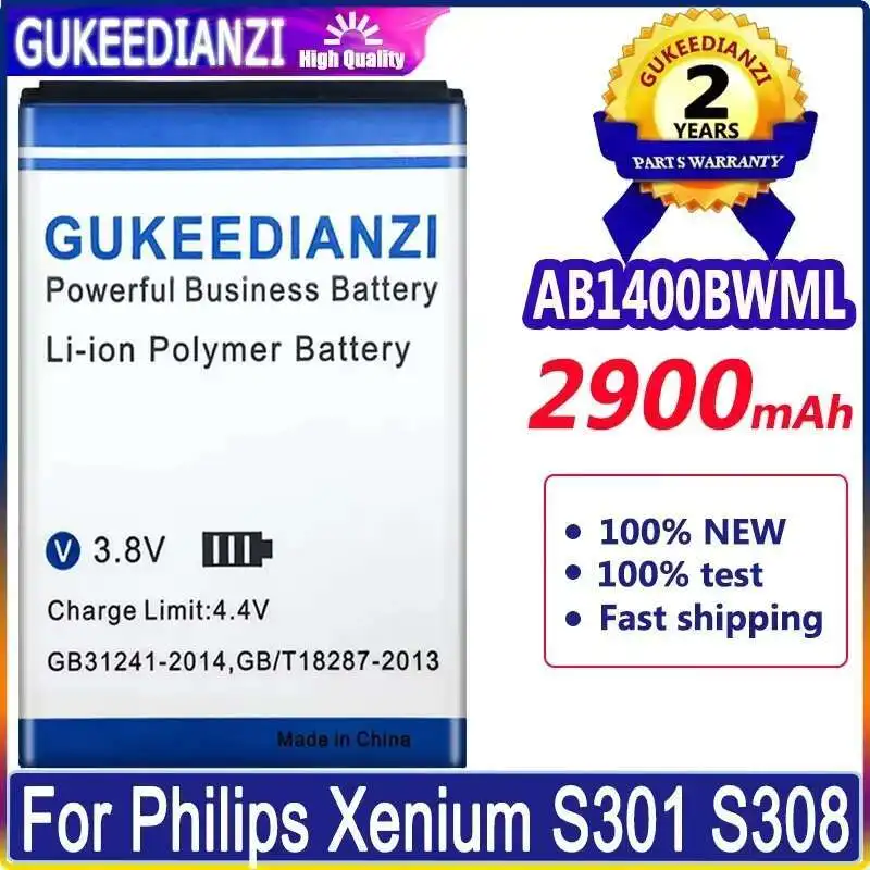 

2900Mah Long-Lasting Durable Mobile Phone Battery For Philips Xenium S301 S308 Beeline Smart 3 Ab1400bwml AB1400BWML