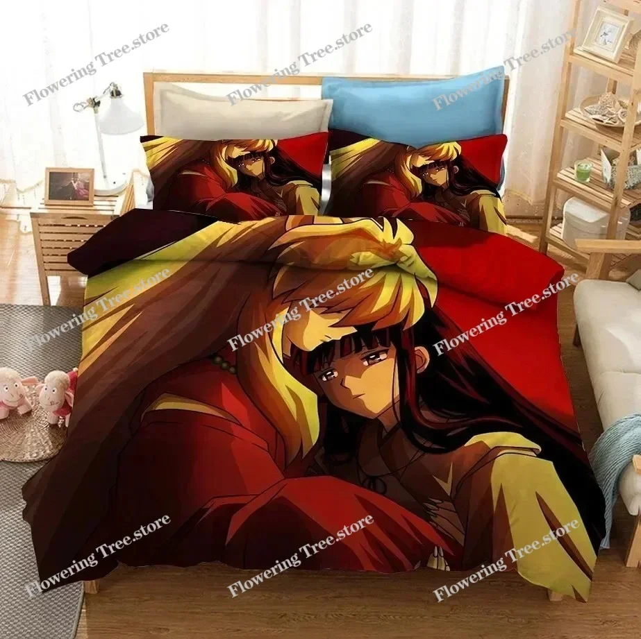

New 3D Printed Anime Inuyasha Duvet Cover Sesshoumaru Bedding Set Double Twin Full Queen King Adult Kids Bedclothes Quilt Cover