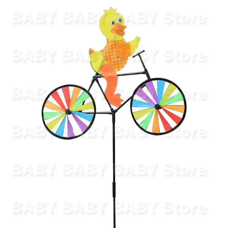 Q81A 3D Animal on Bike Windmill Colorful Ground Stake Festival Wedding Background