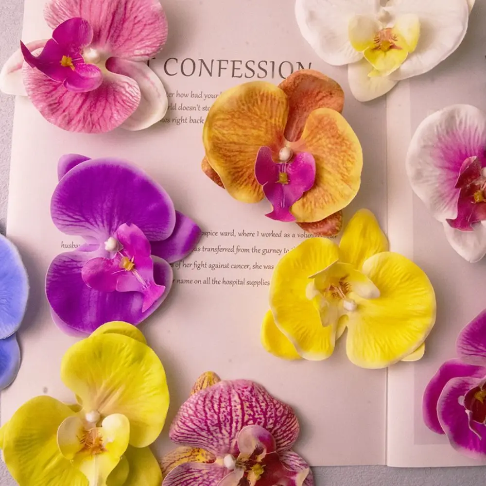 2pcs Korean Style Butterfly Orchid Artificial Flower Scrapbooking DIY Artificial Butterfly Orchid Handmade 8.5cm