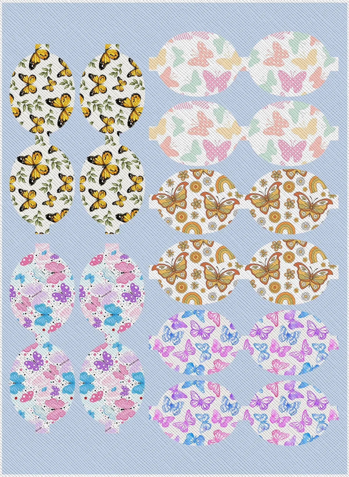 22*30cm Varied Butterfly Pattern Bow Shape A4 Synthetic Faux Leather Sheet Cross Texture Bow Making Supplies