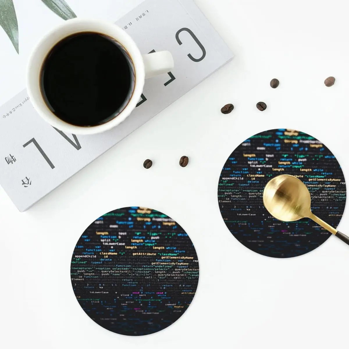Software Developer Programming Code Coasters Kitchen Placemats Insulation Cup Coffee Mats For Decor Home Tableware Pads Set of 4