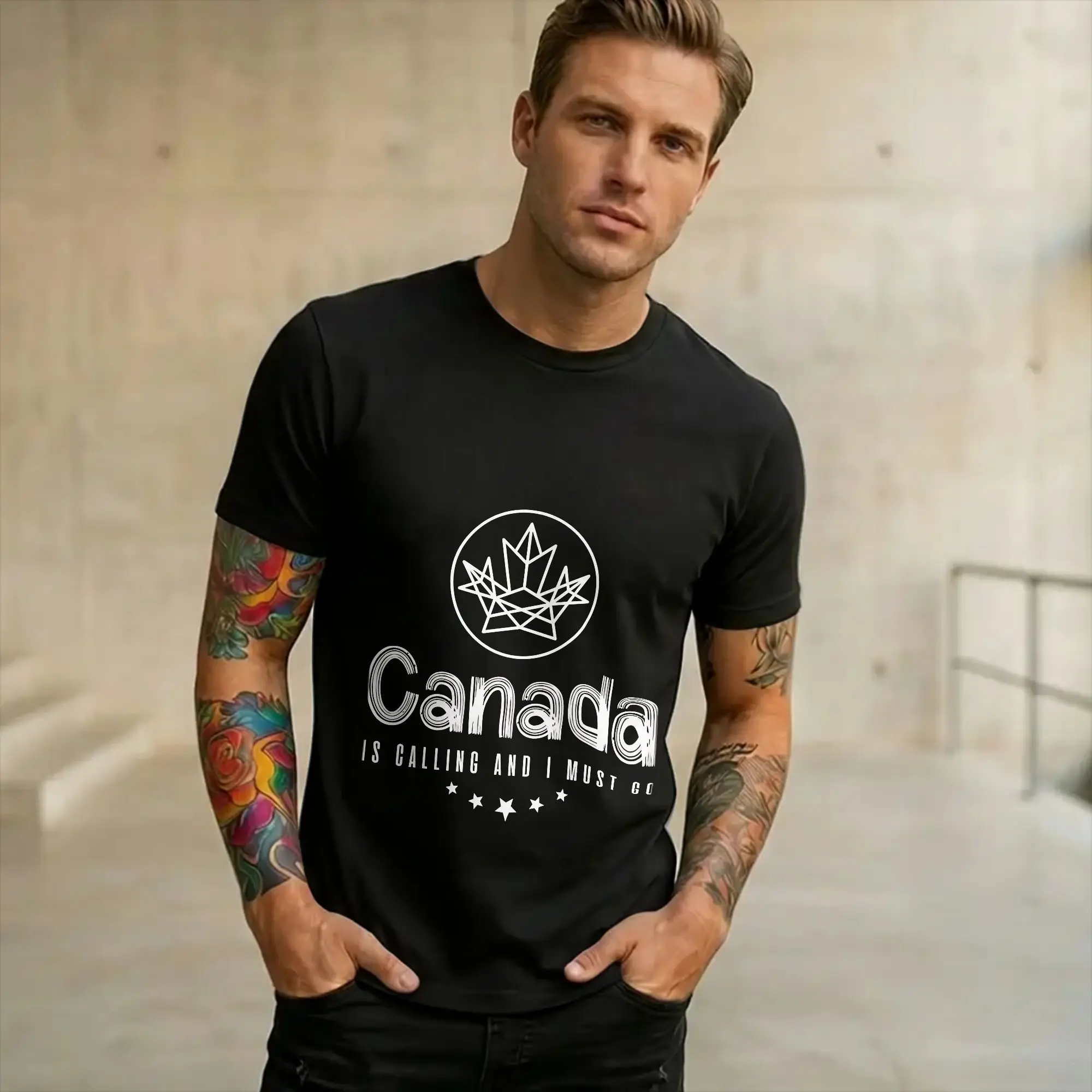 Funny Canada Is Calling and I Must Go Flag  Merch Unisex T Shirts Pure Cotton Tee Graphic Printed  T-shirt Clothes