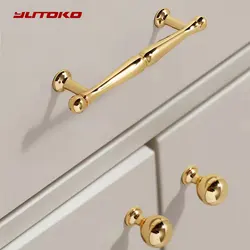 YUTOKO French Light Luxury Gold Brushed Silver Cabinet Door Copper Handle Round Ball Drawer Cabinet Door Handle Copper Handle