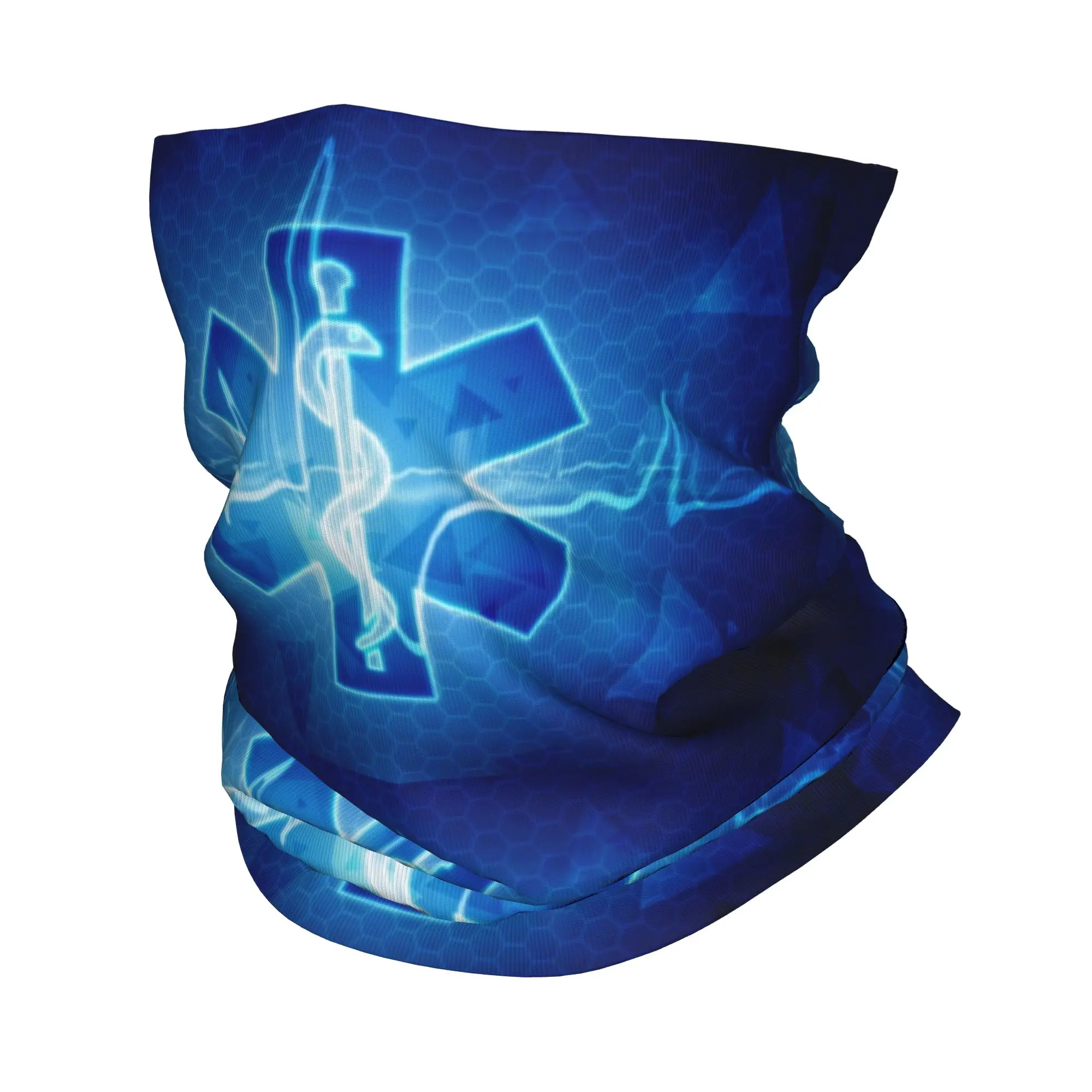 Custom Paramedic Star Of Life Heartbeat  Neck Gaiter Women Men UV Face Shield Winter Light Bandana Scarf for Cycling