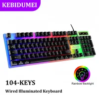 Teclado con cable USB de 104 teclas, teclado RGB para juegos, Cable de 1,3 M, teclado de membrana de sensación mecánica para PC, portátil, Windows y IOS