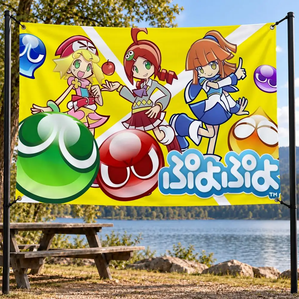 Game Puyo Pop Fever Flags decor flag banner,wall hanging flag,indoor outdoor wall decor,yard garden porch patio