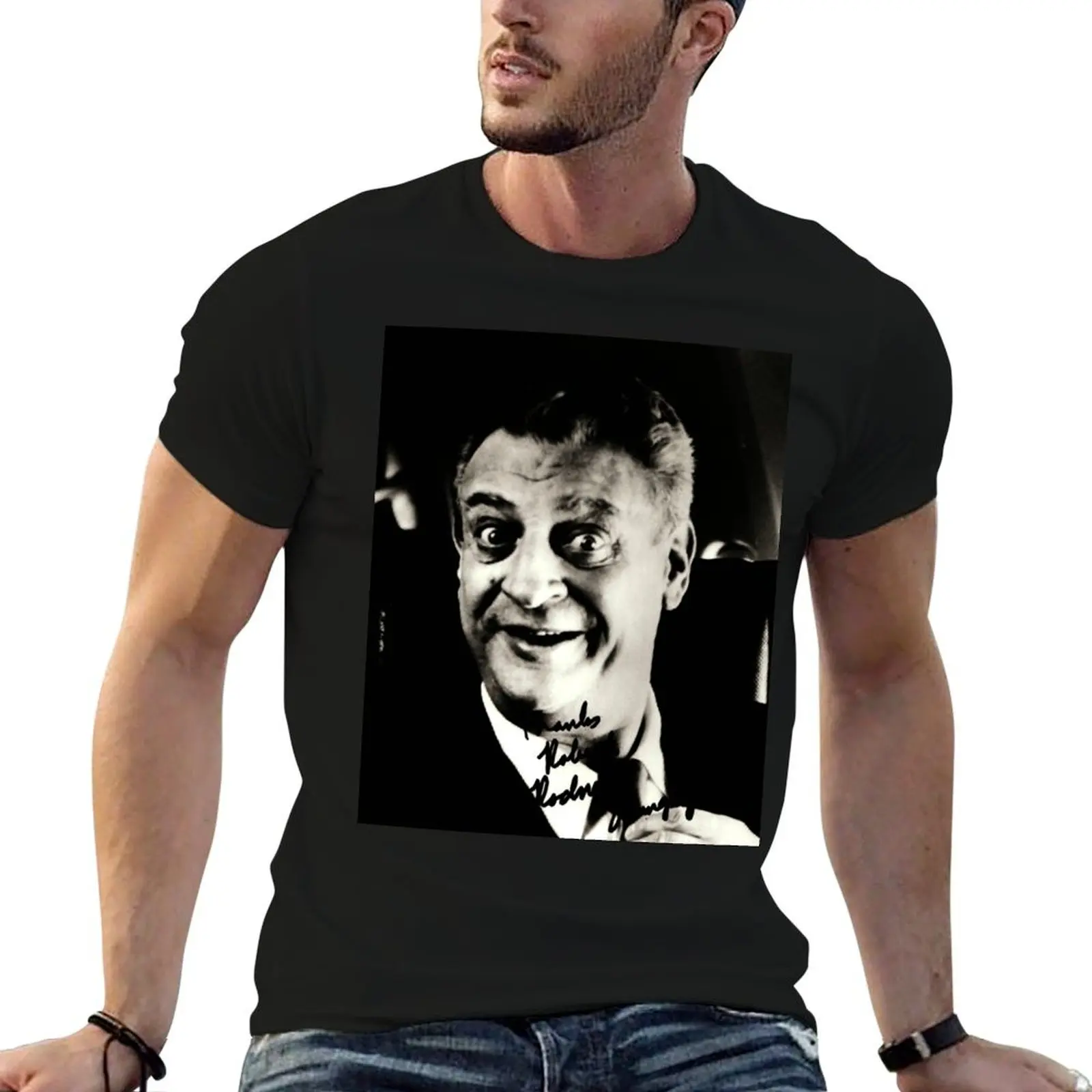 Rodney Dangerfield Autographed Photo B/W Thanks Robert T-Shirt Work Short Sleeve Cotton Top