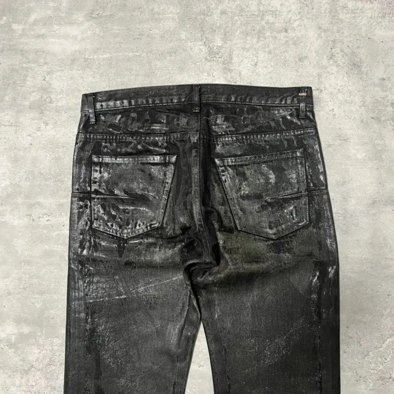HKSH Autumn New Men Tide Dark Vintage Stylish Damage Waxed Denim