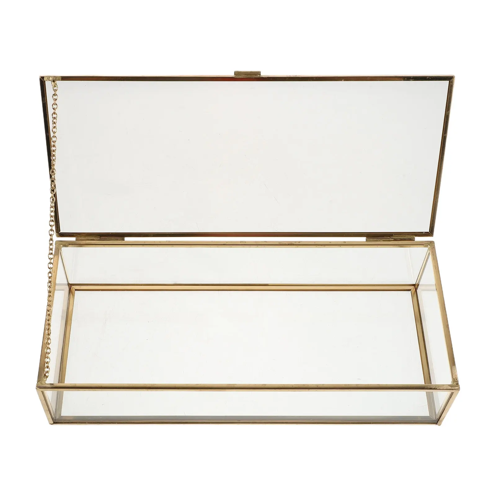 

Vintage Glass Jewelry Organizer Rectangle Lidded Display Case 9.2x4x2 Clear Keepsake Storage Box for Bedroom Living Room Retro