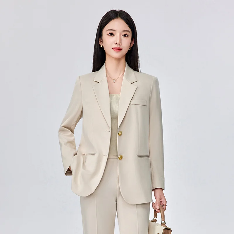 

Деловой абрикосовый костюм для женщин, новая осенне-зимняя элитная элегантная рабочая одежда для менеджера отеля, официальная одежда для поездок на работу