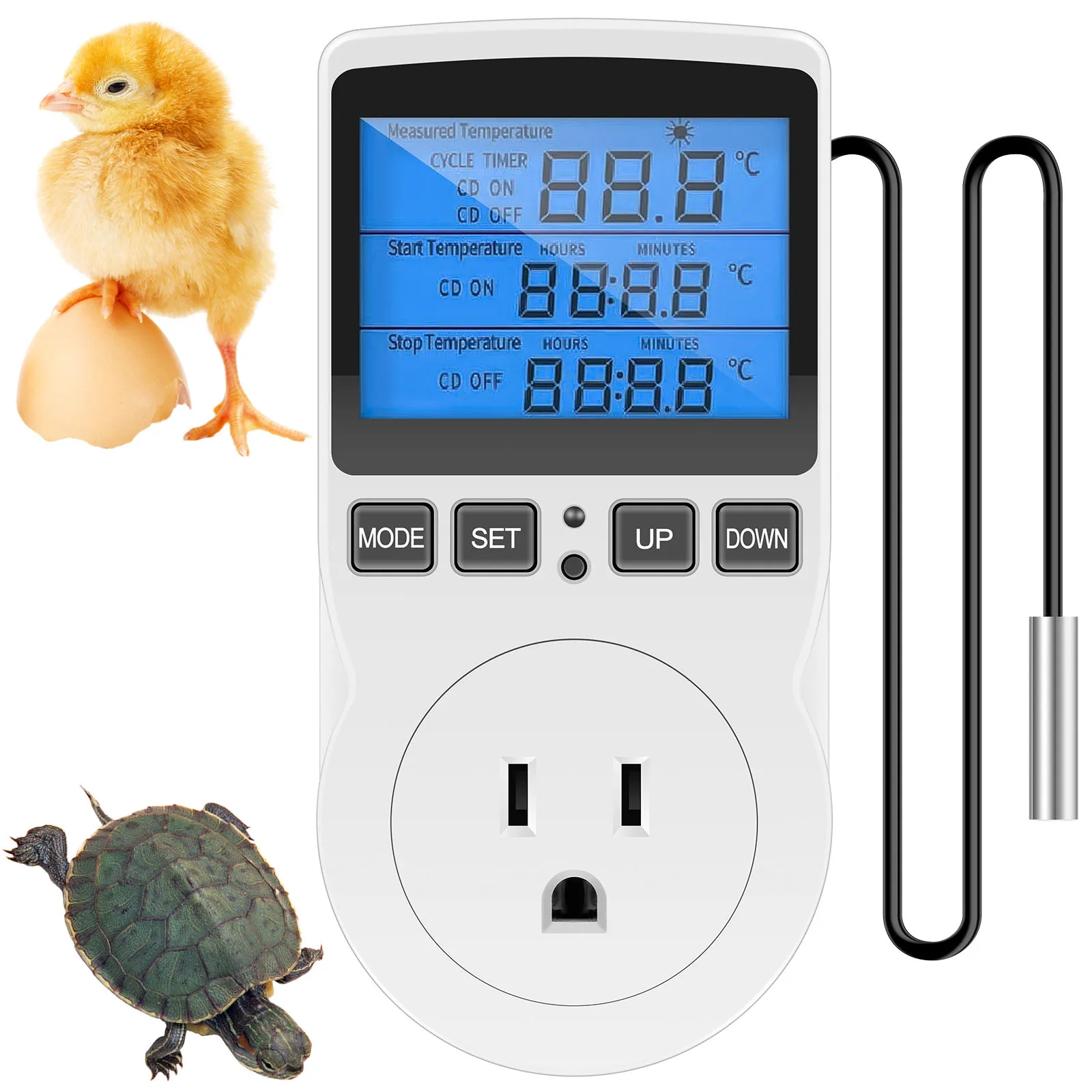 Temperature Controller Socket Digital Temperature Controller 1800W 15A/120V LCD Display Timer Socket Digital Thermostat