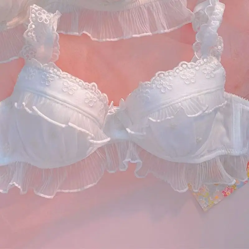 مجموعة الملابس الداخلية الدانتيل المرأة الصدور الصغيرة جمع مثير الرغبة النقية الحلو الصدرية لطيف الصدرية